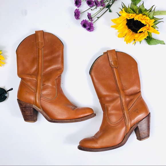 Frye Shoes - FRYE Vintage 1970s/80s High Heeled Cowboy Boots 8